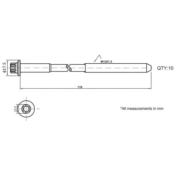 VIS DE CULASSE RENAULT F8Q TURBO F9Q 258095 B1401 81016100, 111.460, 016214B, 22-51008BRH, HBS120, 14-32161-01 B1401, 258095  b1