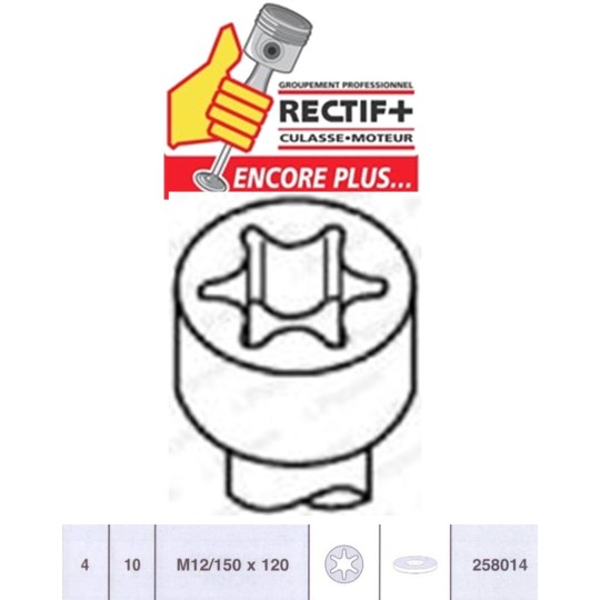 amc 258014 Filetage M12/150X120-Qté=10; Sans rondelle de calage; Torx intérieur  258014, 81001000,152.550, 016200B, HBS084 B465