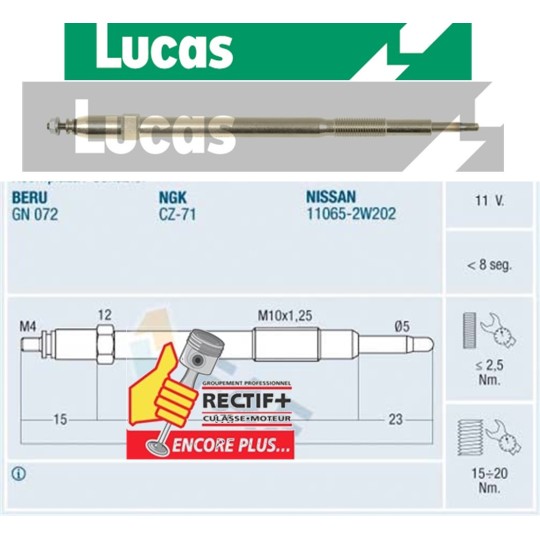 LOT DE 4 BOUGIES ZD3 LUCAS NET HT