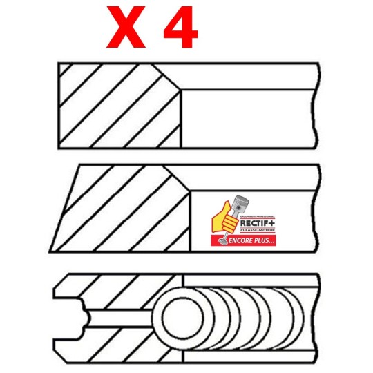 SEGMENTATION  PEUGEOT ø 83 NET HT 1.5 / 1.5 / 4 mm LOT DE 4 NET HT