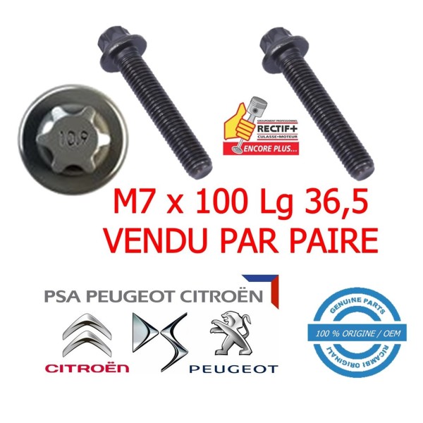 VIS DE BIELLE FORD PSA DV6 EP3 EP6 VENDUE PAR PAIRE NET HT m7X100 LG 36.50 mm