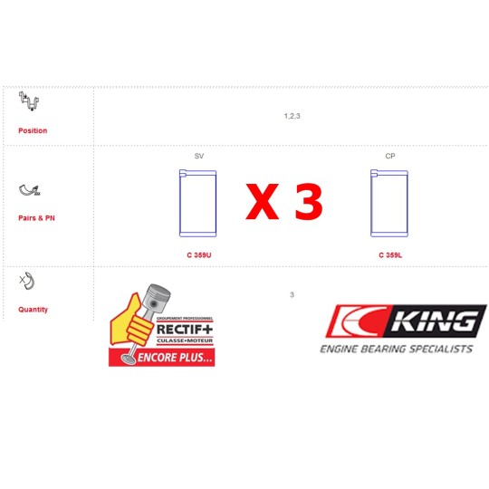 COUSSINETS DE BIELLES KIA HYUNDAI 1.1 CYL KING BEARINGS NET HT