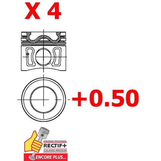 PISTON 0.50 mm PK183000 3104949000 1709144 1709141 41765600 013PI00137000 8742770050 9800484180 9800484380 9800484580 4949000