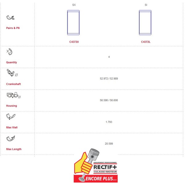 COUSS. de BIELLES Std  G9T G9U   CR4372XA000   CR06670  842590 77980600 7701473613 7701478679 KL4346LCSTD BB2040STD