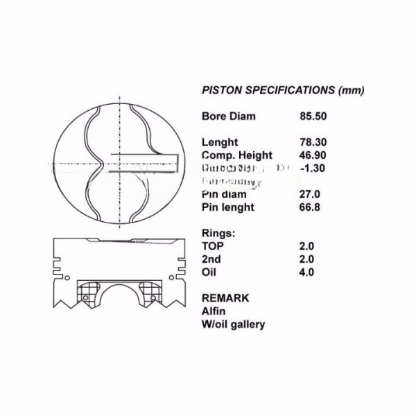 KIT DE 6 PISTONS ADAP RD28T +0.50 mm ENT HT piston rd280.50 10013100KIT DE 6 PISTONS REP RD28T 0.50 mm 10013031 39121M 9121M KI1