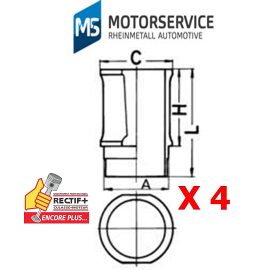 89301110 CHEMISES KS PSA 1.9MM LOT DE 4 NET HT CHEMISE KS POUR MOTEUR PSA 19 ESS  0397900 039WN2401 0114P0 8932240000 90382960 9