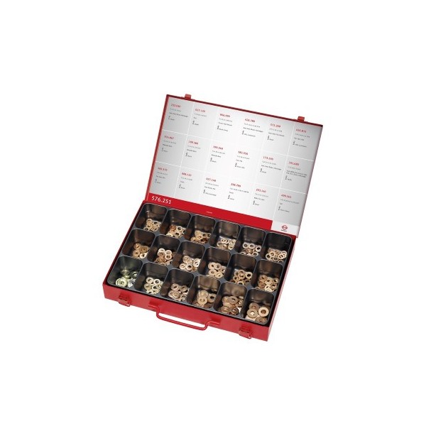 COFFRET DE JOINTS INJECTEURS CUIVRE OU ETAME  576251 18 JOINTS PAR PAQUET DE 20