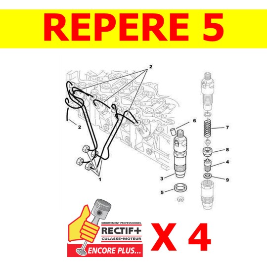 KIT DE 4 JOINTS INJECTEUR  PSA DJ5 MONTAGE BOSCH