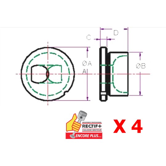 Chambre de Précombustion 0403 std pour Moteur CX2500 TD  ø A 36 ø B 29.60 C 4,80 D 19  Correspondances PR30  / Mahlé 22/00/7098