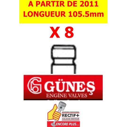 SOUPAPE ECH GUNES YD25 A PARTIR DE 2011 LONGUEUR 105.5mm LOT DE 8 NET HT