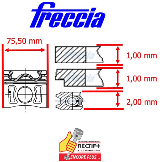 SEGMENTATION UNITAIRE PEUGEOT ø 75.50 +0.50 NET HT FRECCIA HMZ