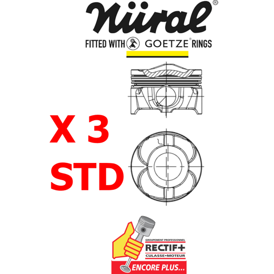 PISTON STD NURAL FORD ECOBOOST 998cm3 LOT DE 3 NET HT