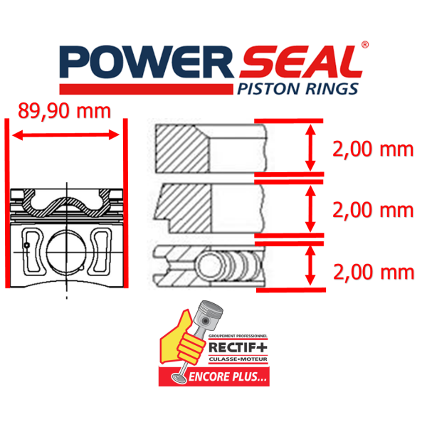 SEGMENTATION POWERSEAL  FORD 2.4 ø 89.90mm NET HT LOT DE 4