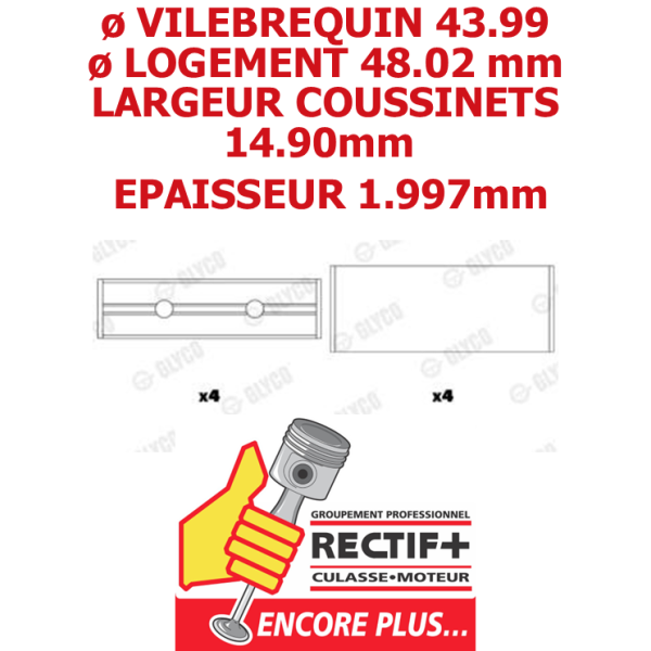 JEU DE COUSSINETS DE LIGNES ADAP. TOYOTA PSA 1.0 3 CYL