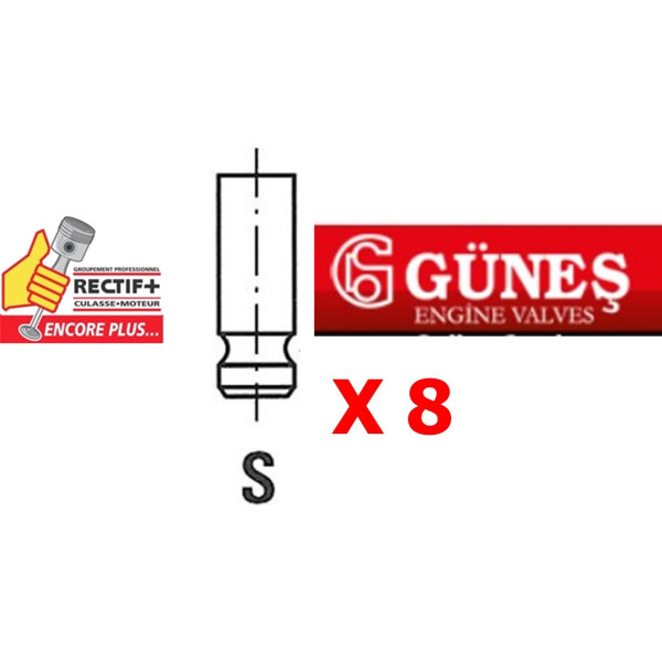 SOUPAPE ADMISSION GUNES MITSU 4G93 LOT DE 8 NET HT 3743 V991697 IV95122 R6272SNT VL152700 828279