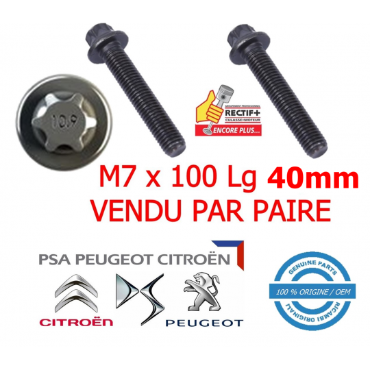 VIS DE BIELLE FORD PSA DV6 EP3 EP6 VENDUE PAR PAIRE NET HT m7X100 LG 40mm