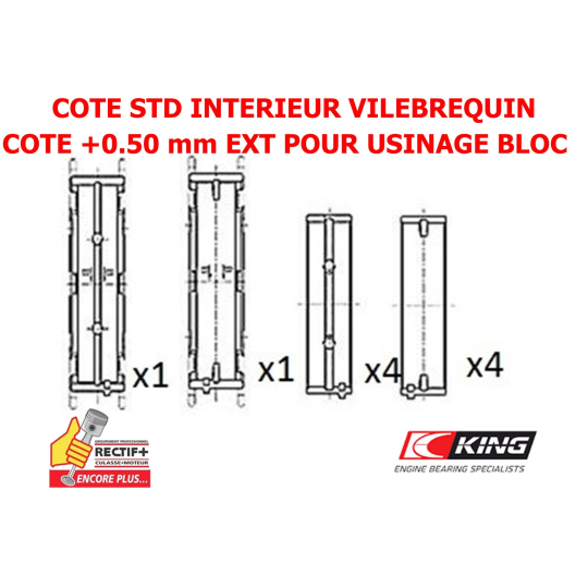 COUSSINETS DE LIGNES  STD  ET +0.50 EXT KING N47