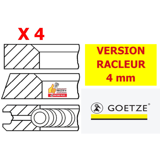 SEGMENTATION GOETZE PEUGEOT ø 83 NET HT 1.5 / 1.5 / 4 mm LOT DE 4 NET HT