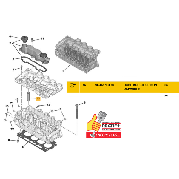 TUBE INJECTEUR NON AMOVIBLES ORIGINE PEUGEOT CITROEN 1.6 HDI NET HT