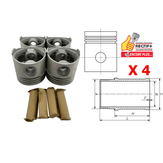 KIT CHEMISES PISTONS COMPLET (JEU DE 4) MAHLE 688 C1E NET HT