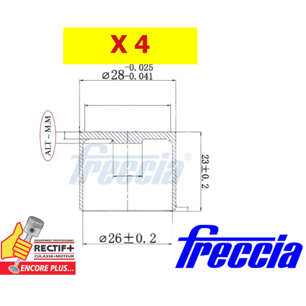 copy of POUSSOIR MONOBLOC ø 28 KS PSA FORD  NET HT 3.00 MM LOT DE 4