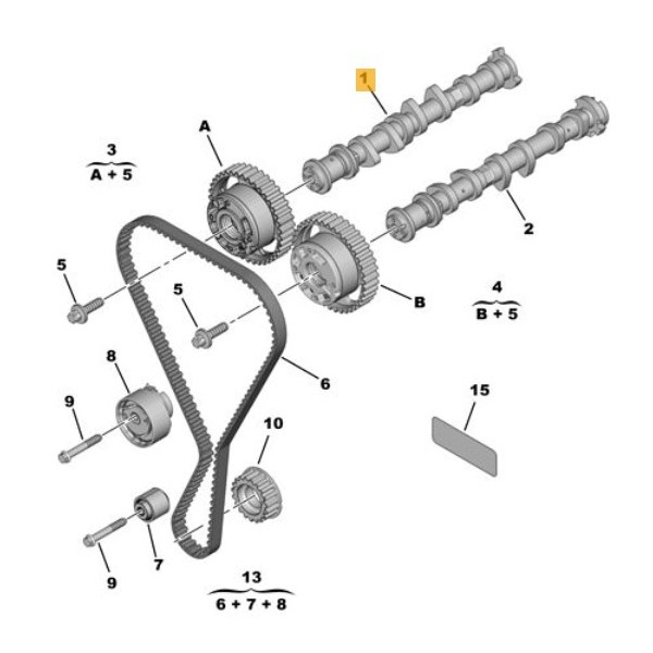 ARBRE A CAMES ADMISSION FRECCIA EB2 NET HT REF OE 9801824880 JAUGE HUILE COULEUR JAUNE