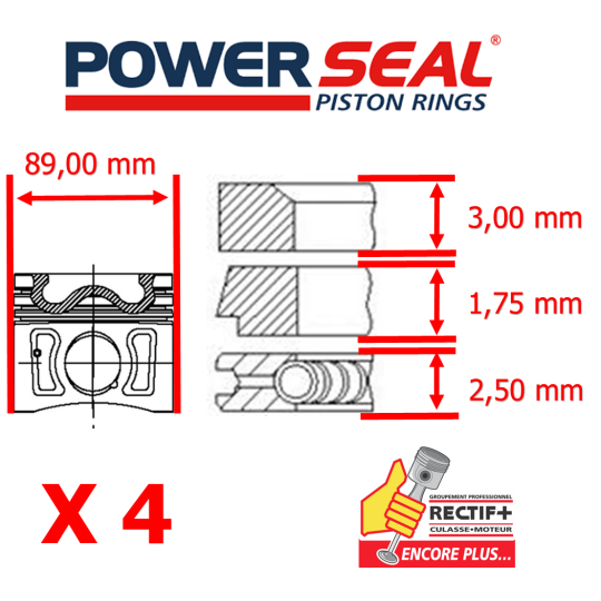 SEGMENT G9U FEU 3 MM POWERSEAL JEU MOTEUR NET HT