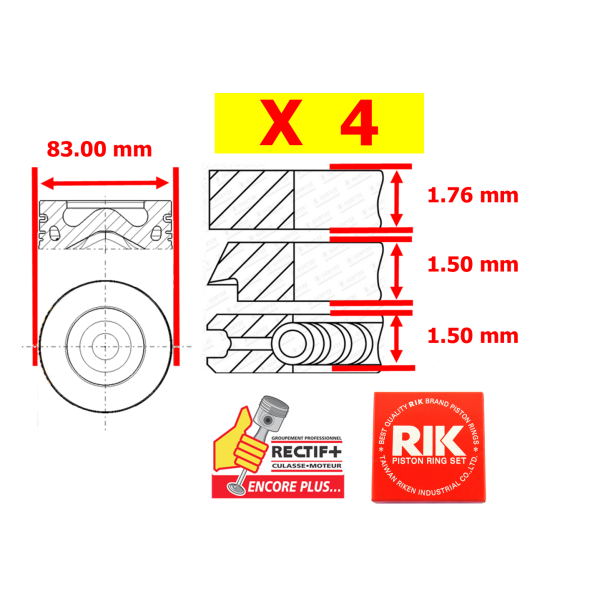 SEGMENTATION MOTEUR STD RIKKEN LR/JAGUAR 204DTD NET HT