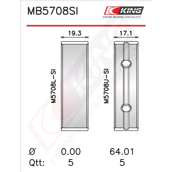 COUSSINETS DE LIGNES STD M9T KING NET HT (77983600)