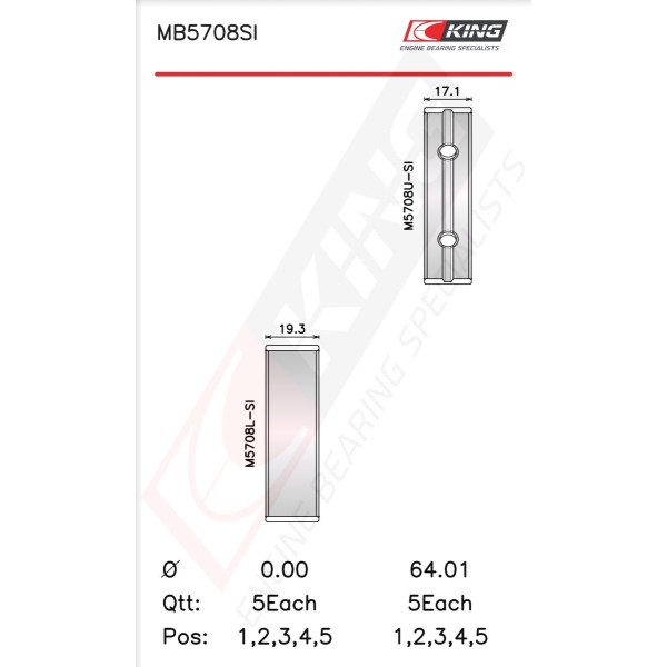 COUSSINETS DE LIGNES STD M9T KING NET HT (77983600)
