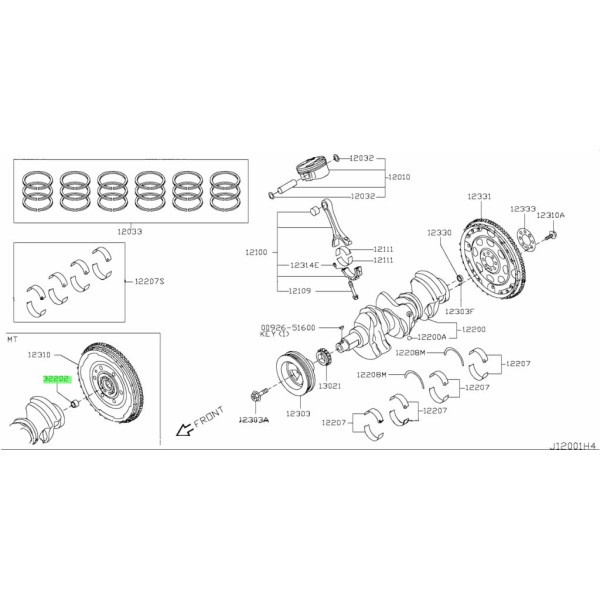 BAGUE DE CENTRAGE ARRIERE NISSAN 32202B950A NET HT