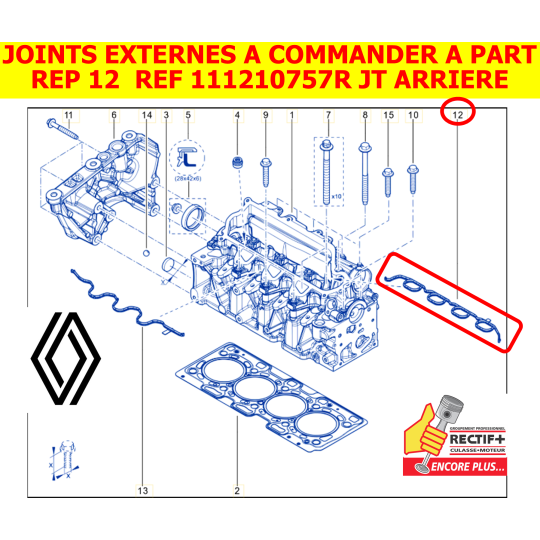 111210757R JOINT DE PALIER AAC RENAULT ORIGINE ARR REP 12 POUR MOTEUR K9K872 111210757R 111213292R 021020501 B05000