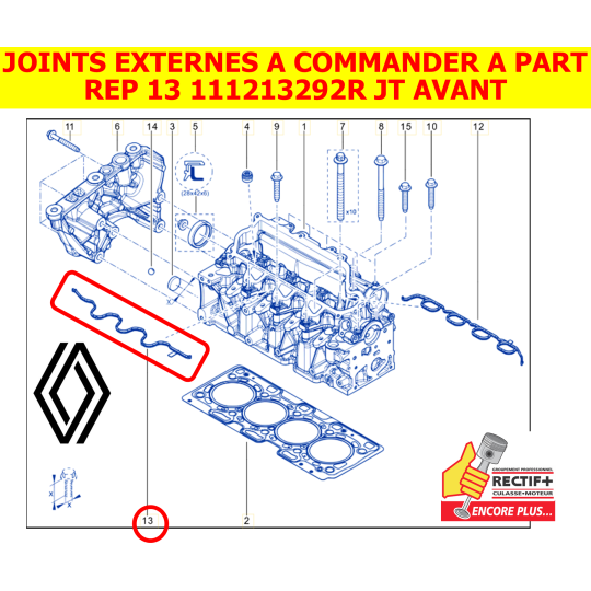 111213292R JOINT DE PALIER AAC RENAULT ORIGINE AVANT REP 13 POUR MOTEUR K9K872  111213292R 111210757R