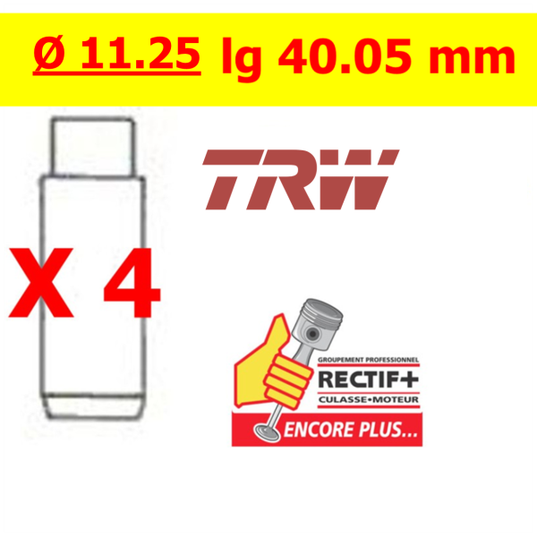 GUIDE DE SOUPAPE TRW COTE REP +0.20 mm K9K / R9M lot de 4  ø 11.25 LG 40.05mm NET HT