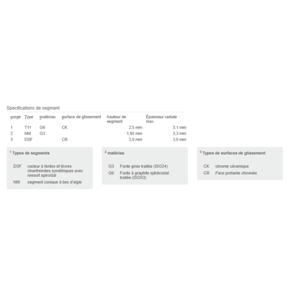 SEGMENTATION POWERSEAL JEU MOTEUR DV6 1er Seg 2.5 NET HT LOT DE 4