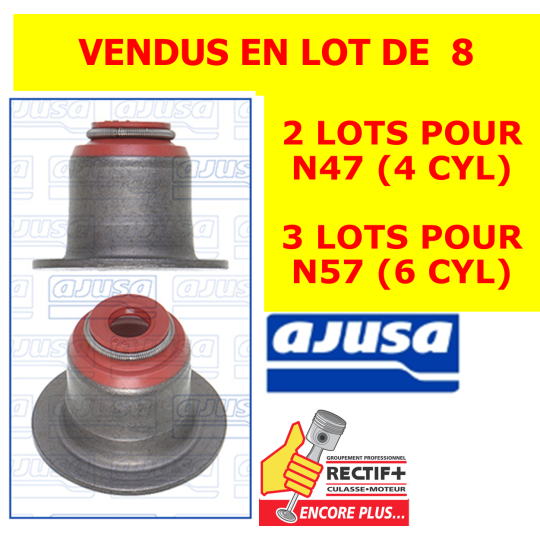JOINTS QUEUES SOUPAPES AJUSA BMW N47 LOT DE 8 NET HT