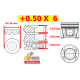 6 PISTONS COMPLETS ADAPTABLES +0.50  POUR  MOTEUR RENAULT NISSAN INFINITI V9X / V9X791 / V9X891  8200945509B D35208 4182050