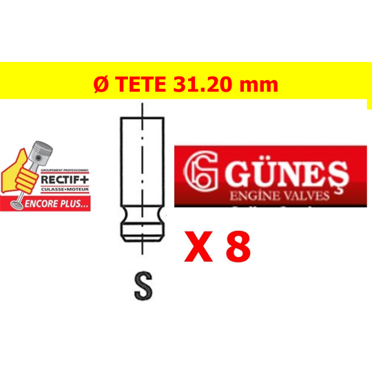 Soupape Admission Psa GUNES 889 470906 GI0889 0889 r6147s 1771sh 0948a9 IV94599 94599 v9191771 v998716 96366298080 26031 4408