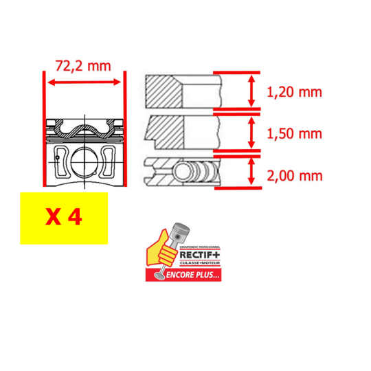 SEGMENTATION JEU MOTEUR 1.2 1.3 4 CYL POWERSEAL RENAULT 1.3 Tce 1.2 TCE