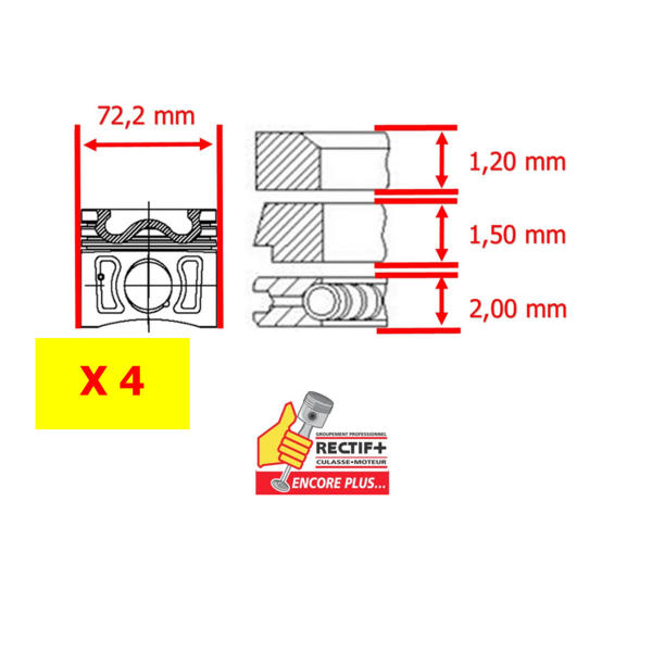 SEGMENTATION JEU MOTEUR 1.2 1.3 4 CYL POWERSEAL RENAULT 1.3 Tce 1.2 TCE